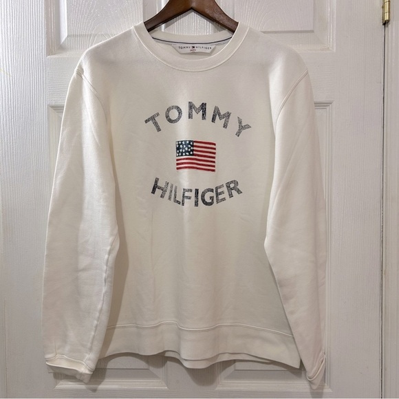 Tommy Hilfiger Tops - Tommy Hilfiger Crewneck Sweatshirt Cream Navy Size Large Y2K